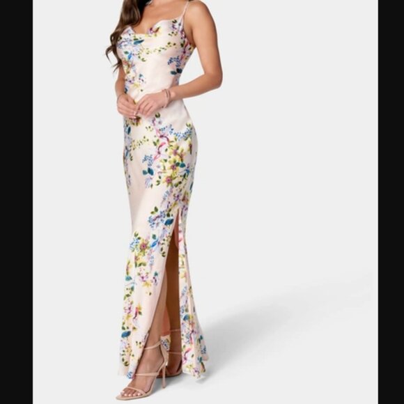 NWT - Windsor - Floral Cowl Neck Maxi Dress - Size Medium - Picture 2 of 9